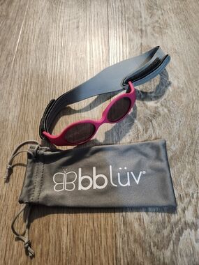 Pink Kids Sunglasses with Gray Adjustable Strap